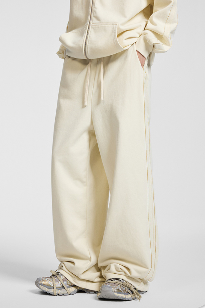Men's Fall Clothing 450g Knit Raw Edge Straight Pants