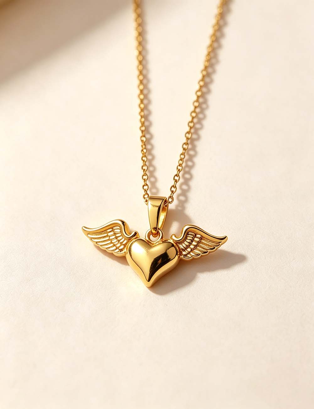 Ladies Minimalist Vintage Angel Wing Heart Charm Pendant
