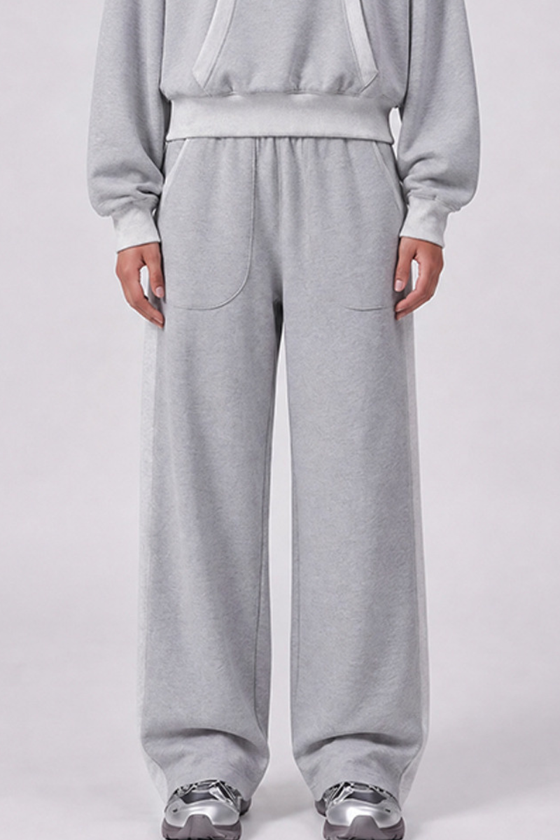 Women Fall Clothing 100% Wide Leg Raw Hem Pocket Sweatpants