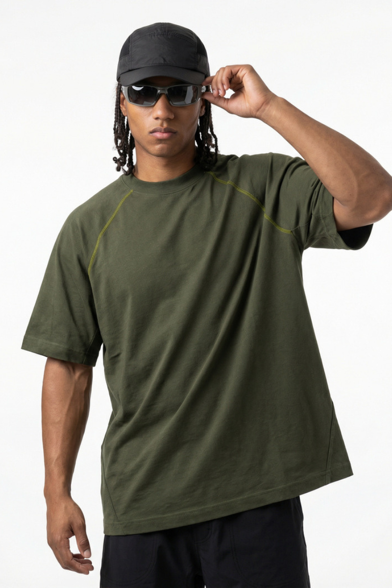 Men's 220g High Stretch Contrast Stitch Raglan Tee
