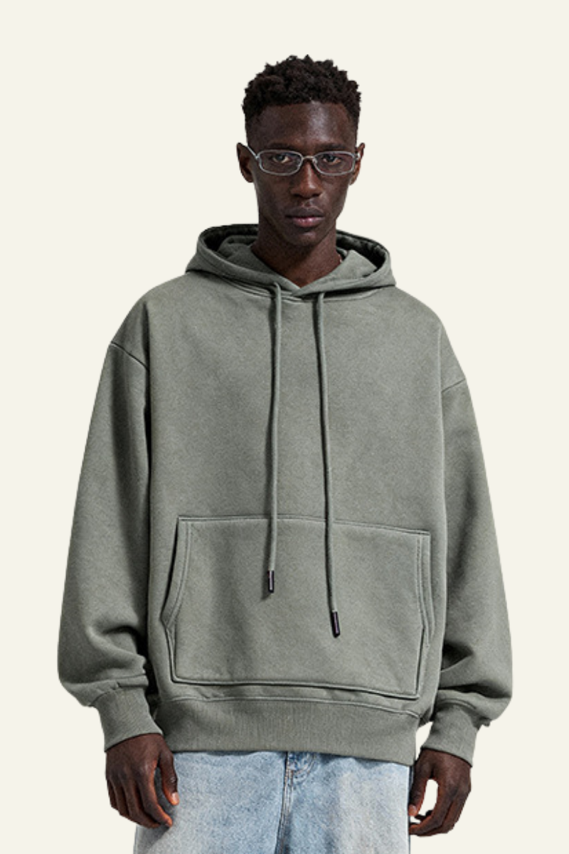 Men's Streetwear Fleece-lined Front Pocket Hoodie