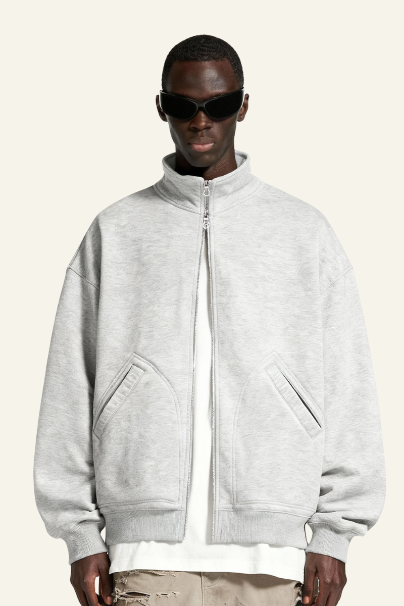Men's Streetwear Stand Collar Fleece-lined Jacket