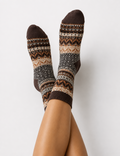 Ladies Vintage Ethnic Chevron Geometric Pattern Crew Socks