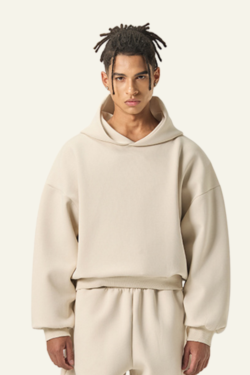 Men's Streetwear Cropped Drop-Shoulder Hoodie
