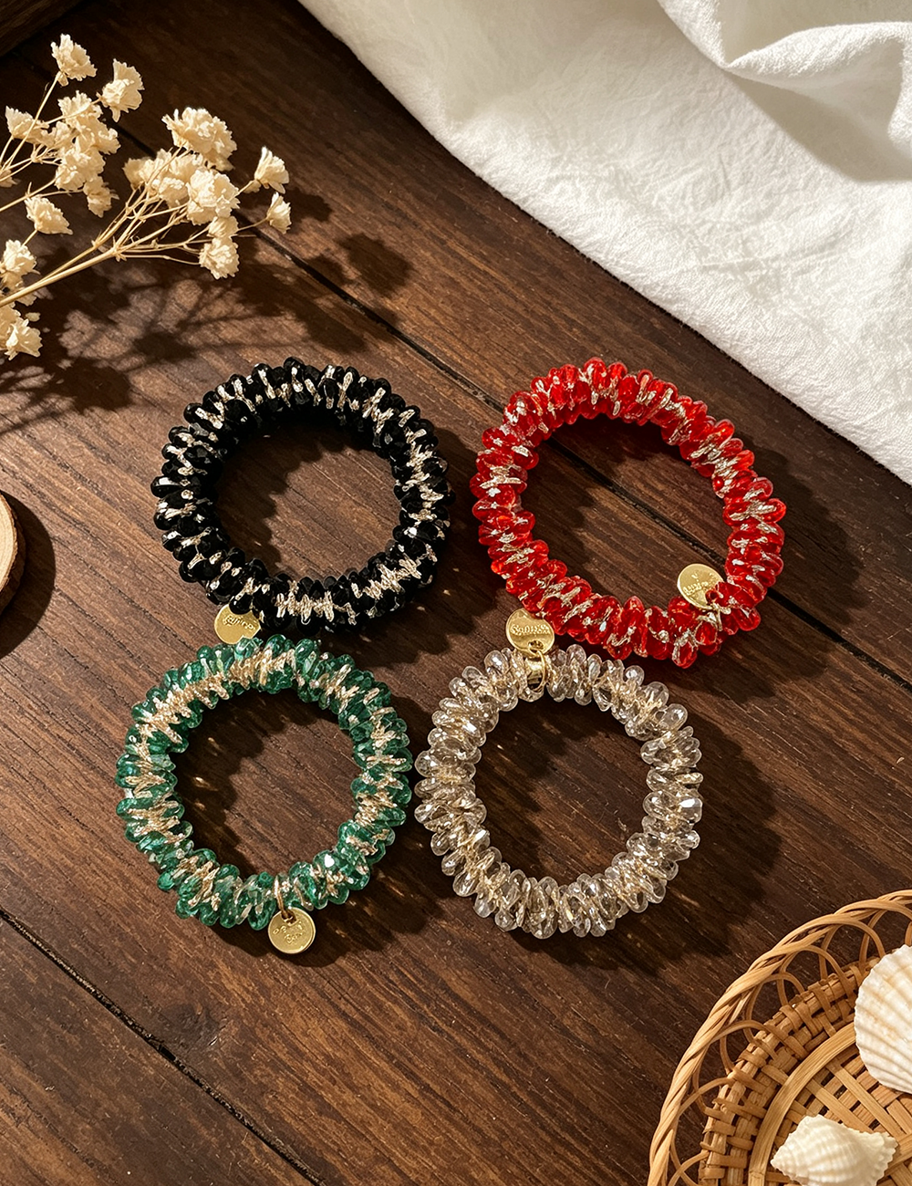 Ladies Crystal Beaded Elastic Hair Tie