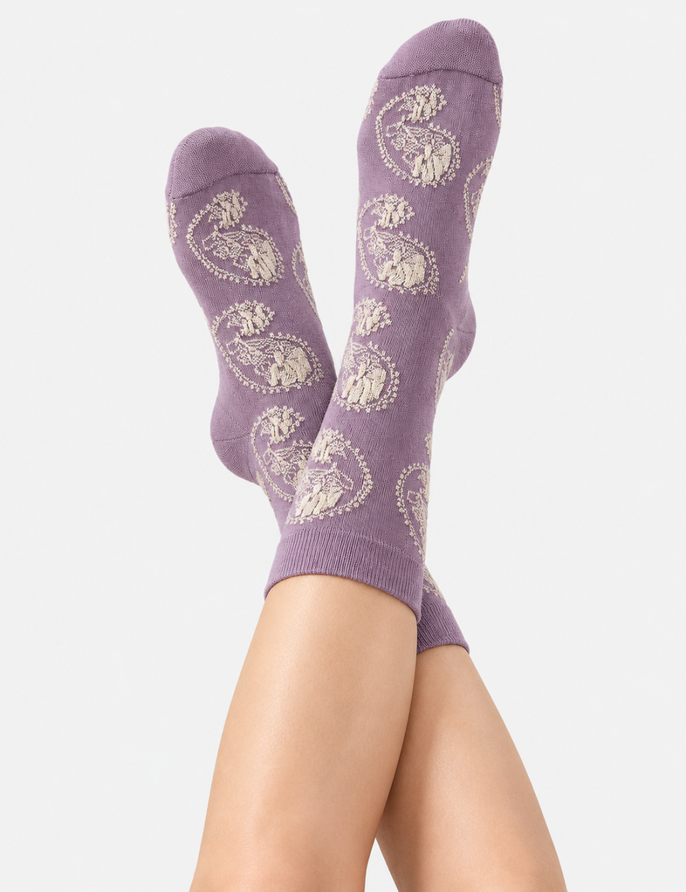 Ladies Relief Floral Mid Calf Socks