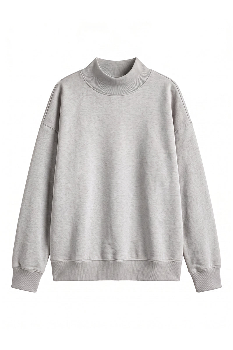 Unisex Fall Clothing Fleece Relaxed Mock Neck Sweatshirt