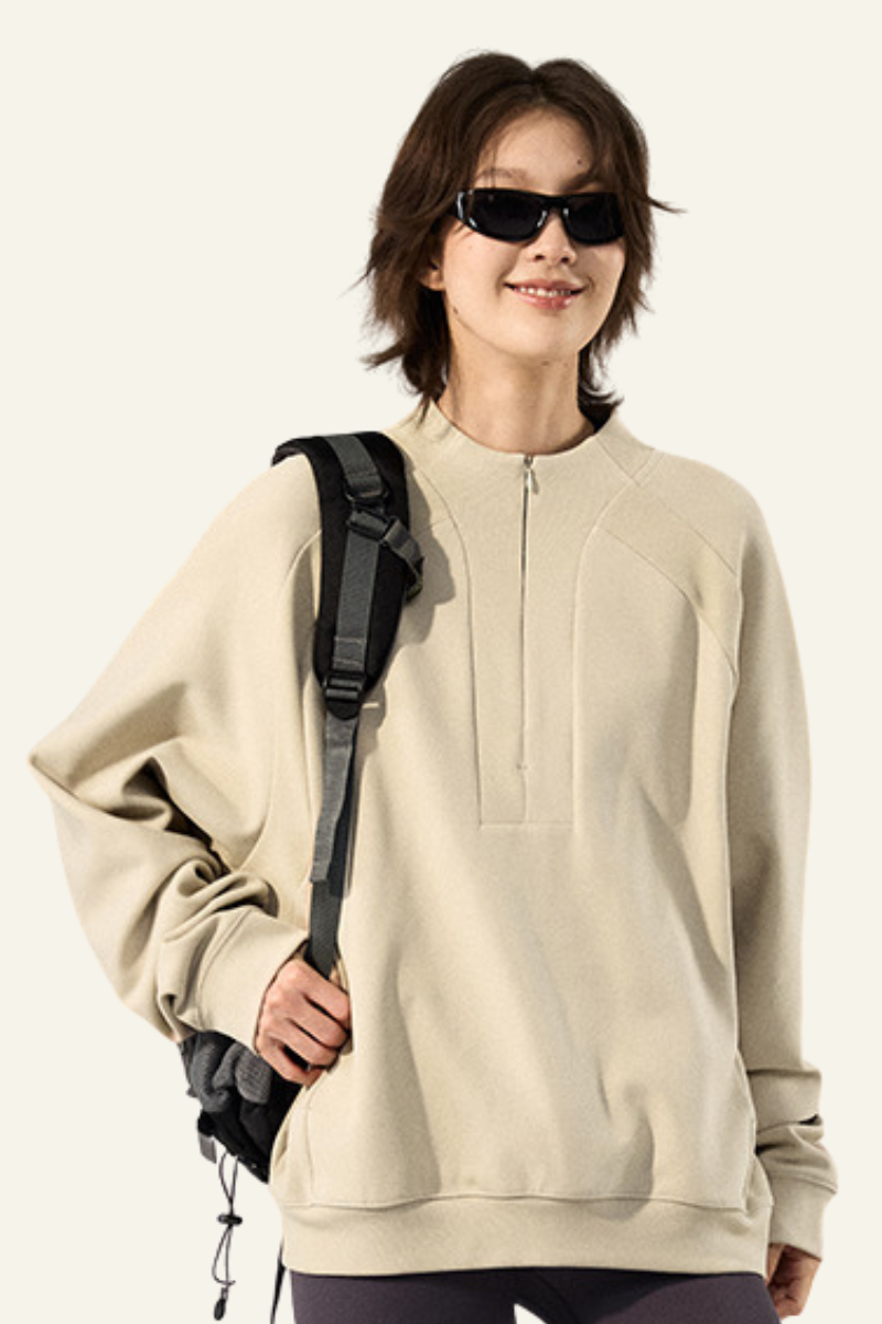 Women's Streetwear Stand Collar Half Zipper Pullover