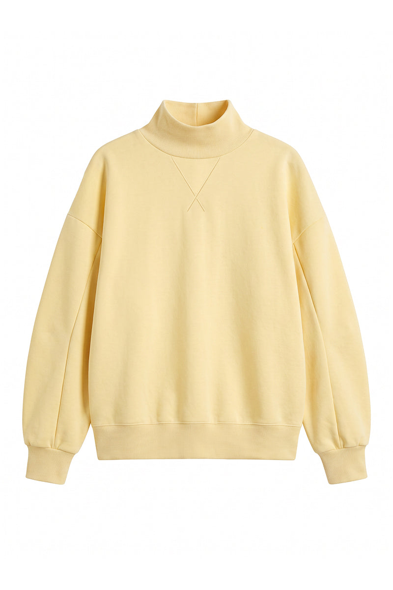 Unisex Fall Clothing Fleece Loose Mock Neck Sweatshirt