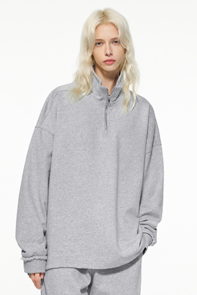 Women's Fall Clothing 450g Half Zip Stand Collar Sweatshirt
