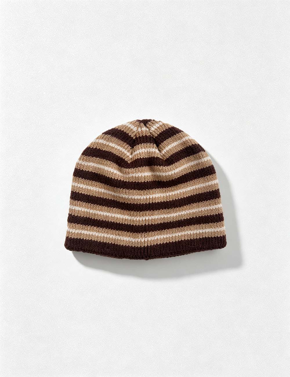 Ladies Casual Striped Knit Color Block Beanie Hat