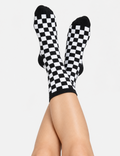 Ladies Checkered Pattern Mid Calf Socks