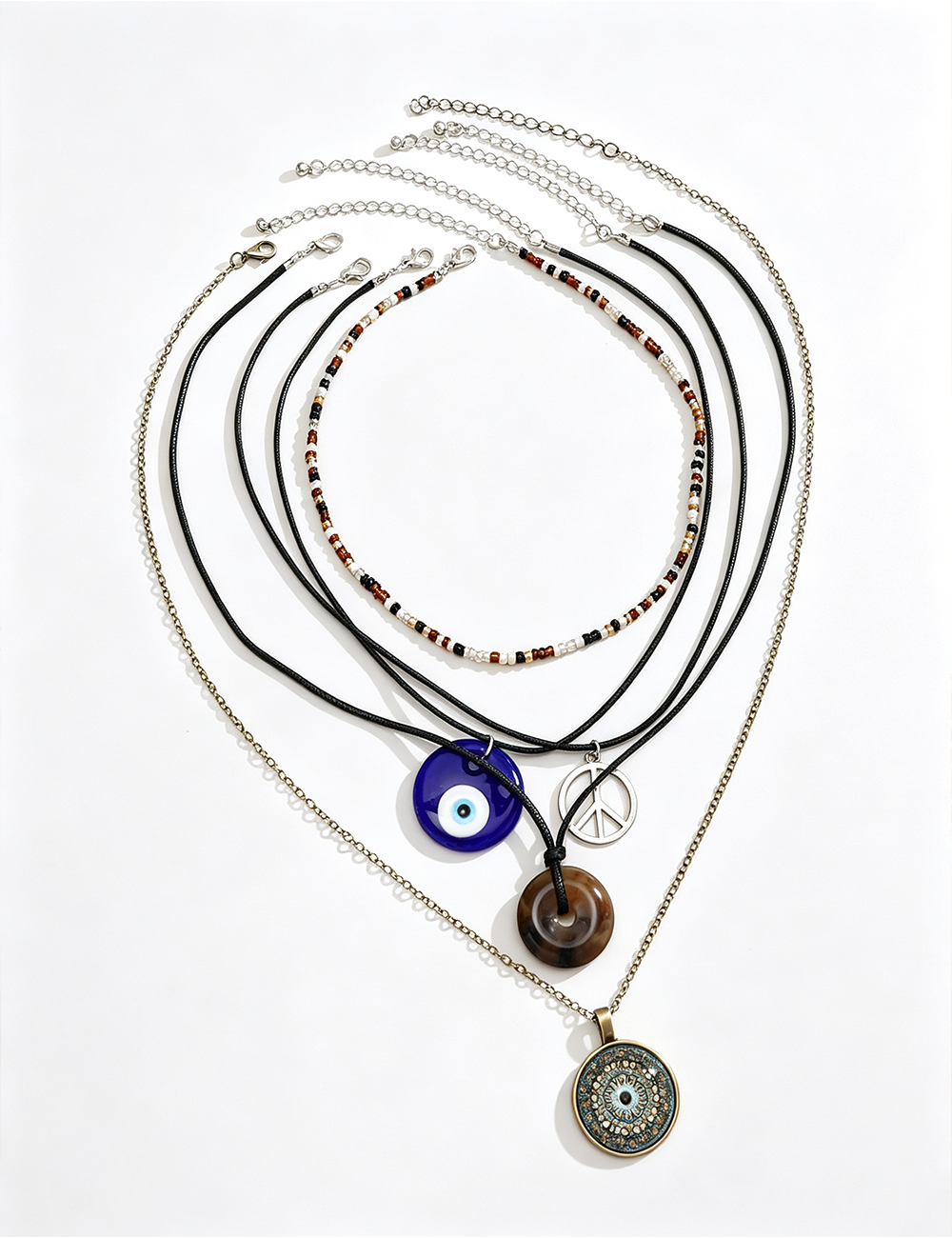 Ladies Multi-layer Beaded Pendant Necklace