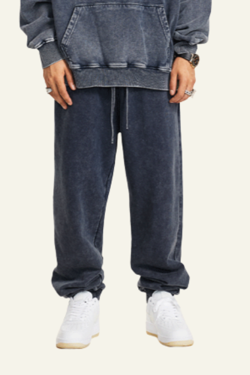 Men's Fall Clothing Vintage Washed Cotton Cuffed Sweatpants
