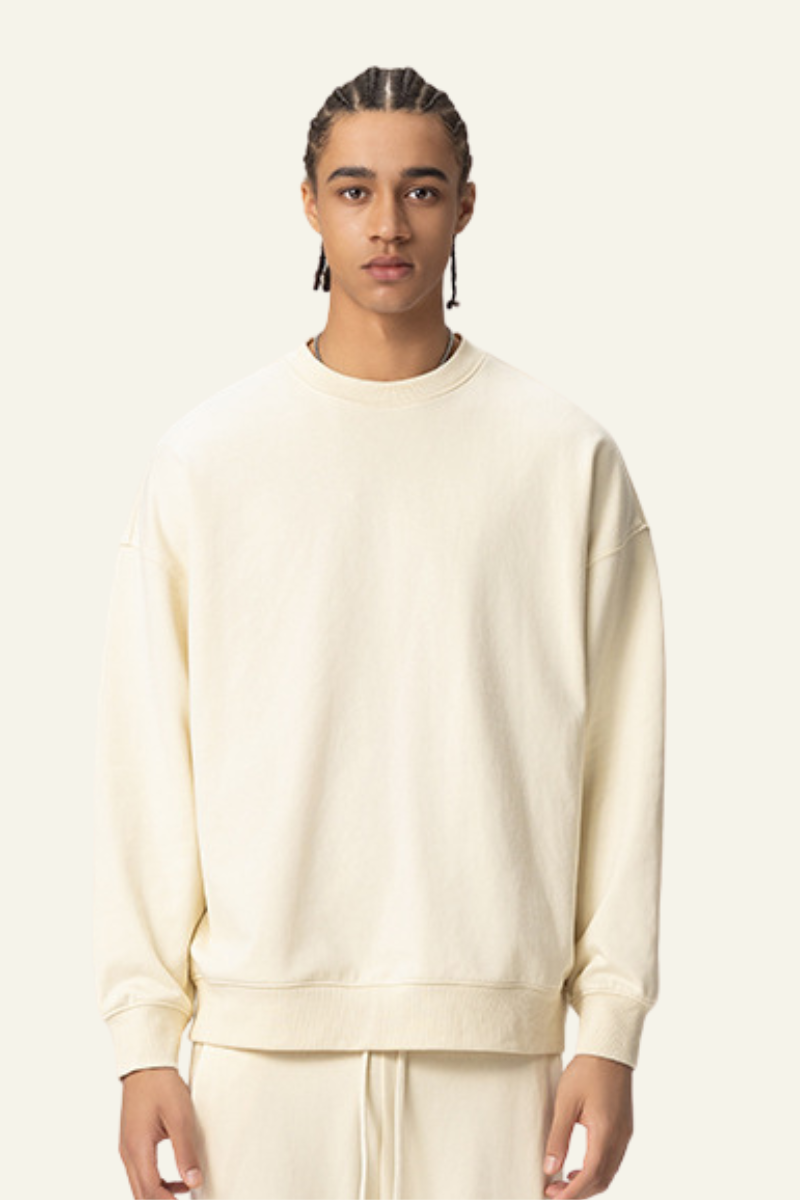 Men's 400G Heavyweight Streetwear Solid Pullover
