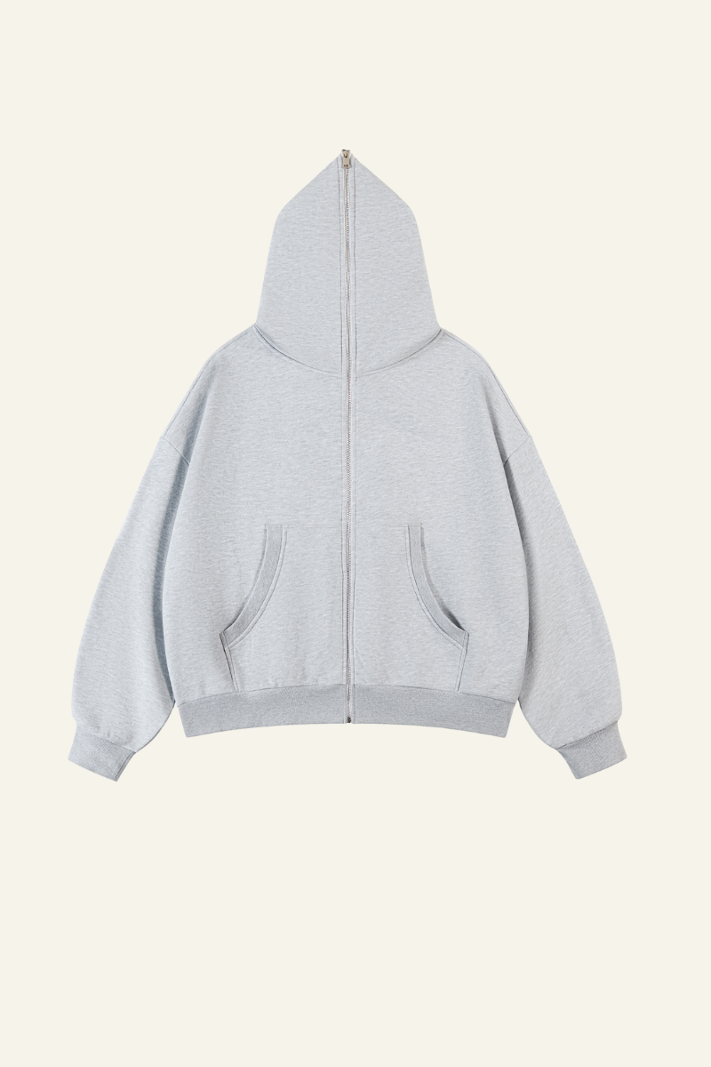 Men's Streetwear Cropped Full Zipper Hooded Jacket
