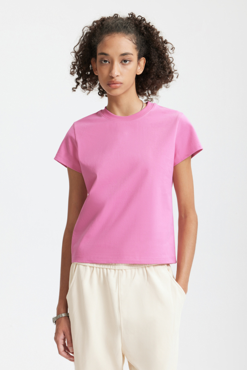Women's Spring Summer 260g Solid Crewneck Oversized Tee