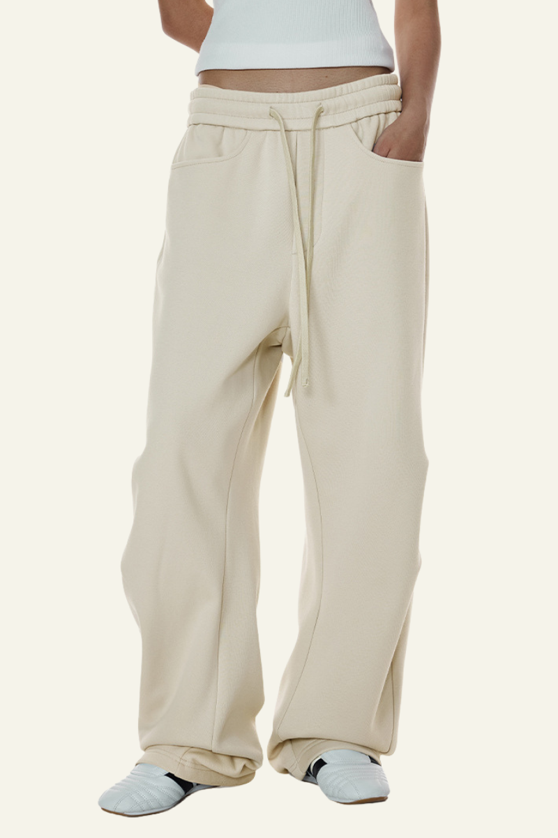 Men's Streetwear Double-pleated Curved  Pants