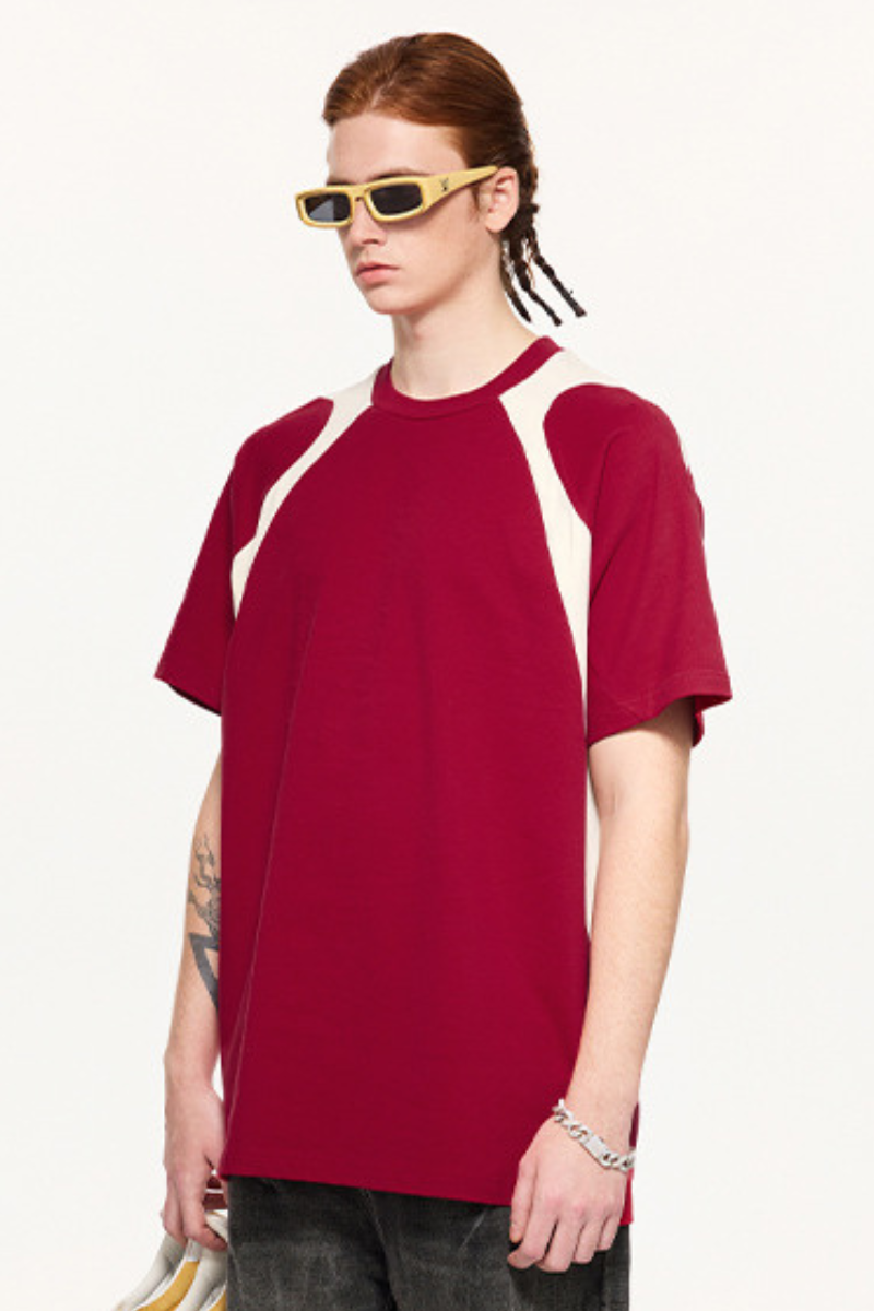 Men's Summer 230g Cotton Colorblock Raglan Loose Crew Tee