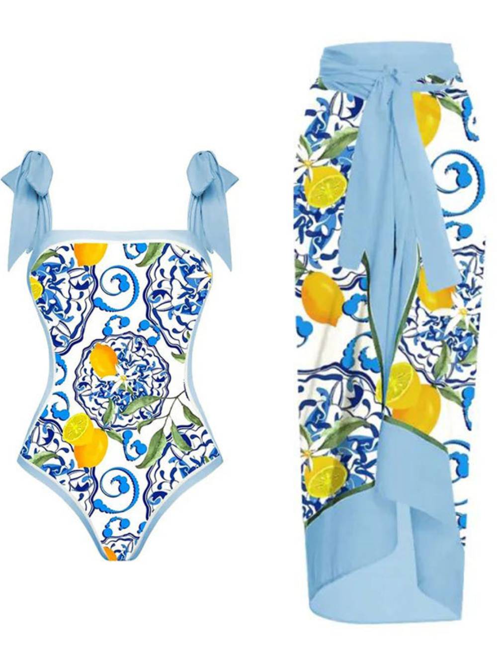 Two Shoulder with Cover One Piece Swimwear SKSW40146