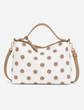 Ladies Casual Polka Dot Print Faux Leather Crossbody Handbag