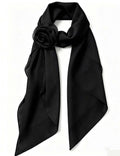 Ladies Chic Solid Color Sheer Detachable 3D Rose Chiffon Scarf