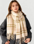 Ladies Soft Winter Checked Tassel Knit Scarf