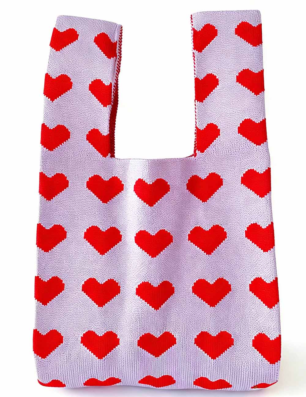 Ladies Valentine's Heart Knit Handbag Mini Tote Bag
