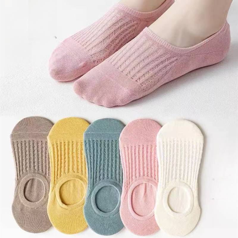 Ladies Solid Color Knit Boat Sock SKAS50027