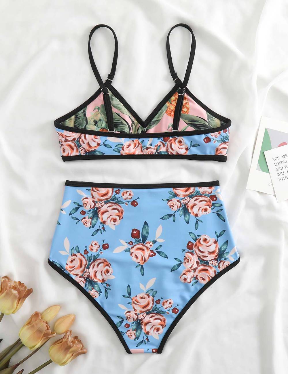 Ladies AB Side Floral Bikini Set with Salong SKSW40135