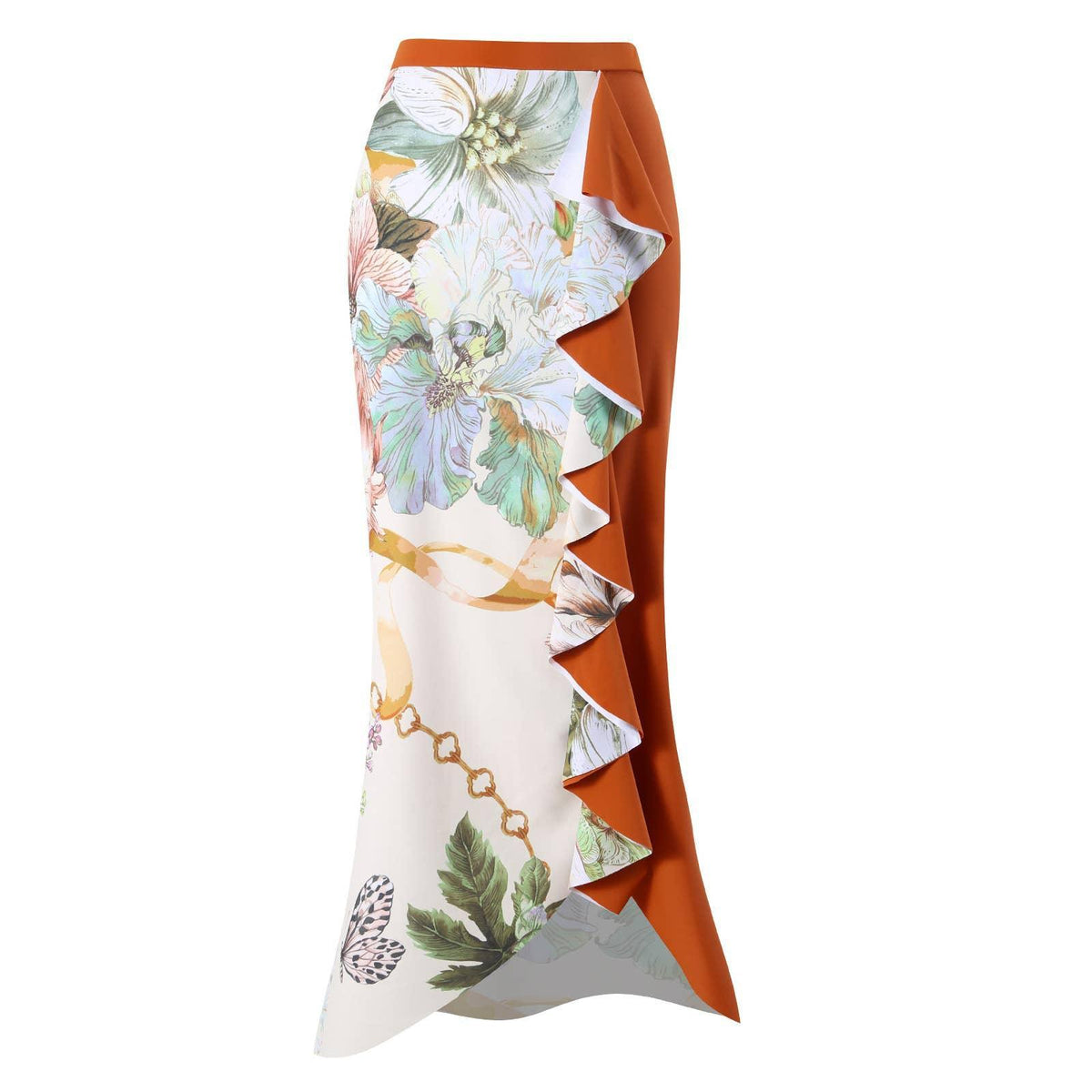 2 PCS Flower Print One Piece Swimwear with Cover Up 2590