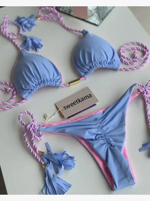 2-Piece Color Block Bikini Set Swimsuit 8BK3WST42