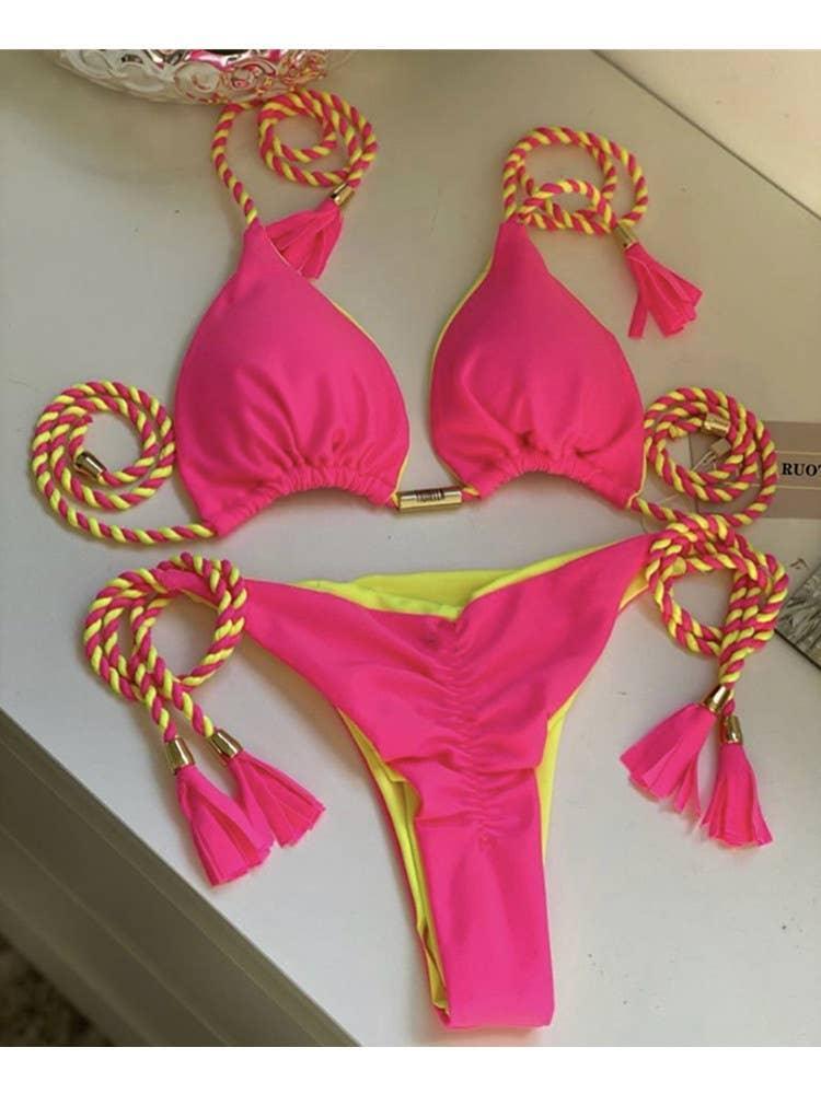 2-Piece Color Block Bikini Set Swimsuit 8BK3WST42