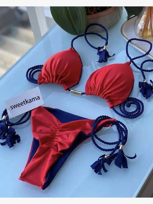 2-Piece Color Block Bikini Set Swimsuit 8BK3WST42