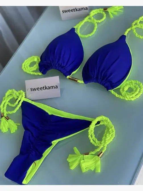 2-Piece Color Block Bikini Set Swimsuit 8BK3WST42