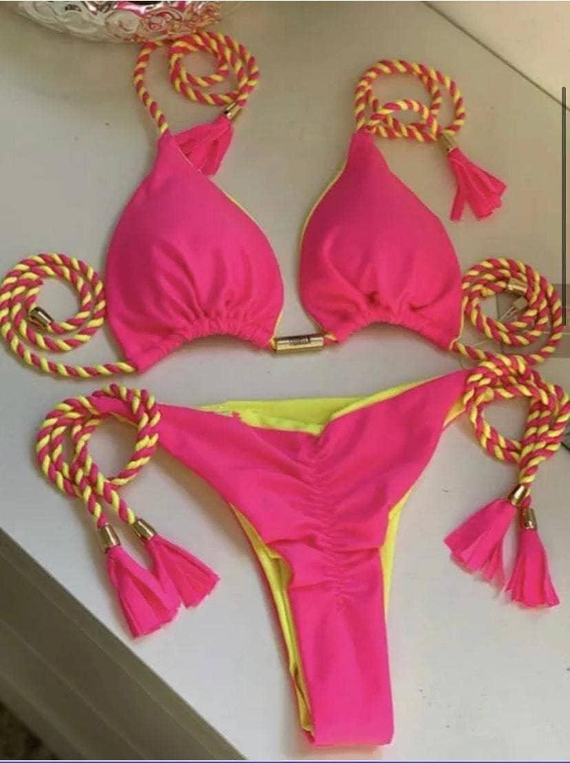 2-Piece Color Block Bikini Set Swimsuit 8BK3WST42