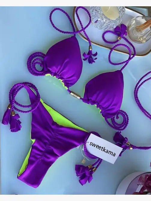 2-Piece Color Block Bikini Set Swimsuit 8BK3WST42
