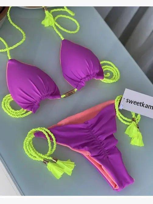 2-Piece Color Block Bikini Set Swimsuit 8BK3WST42