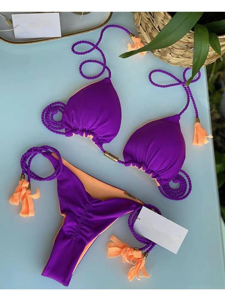 2-Piece Color Block Bikini Set Swimsuit 8BK3WST42