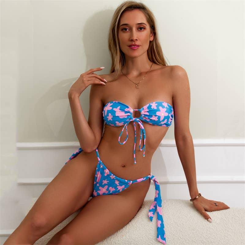 2-Piece Floral Print Bikini Swimsuit Y43