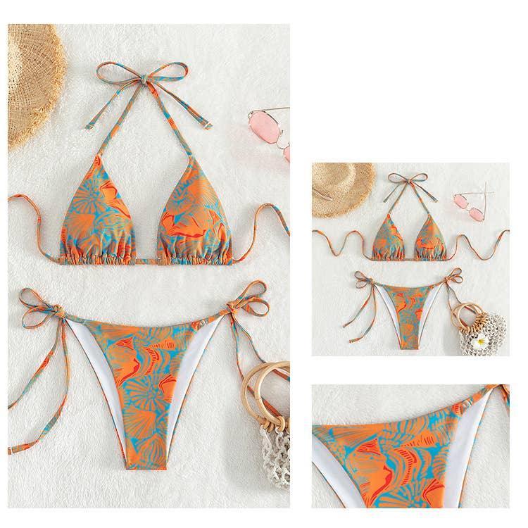 2 Piece Flower Print Bikini Swimsuit 2682