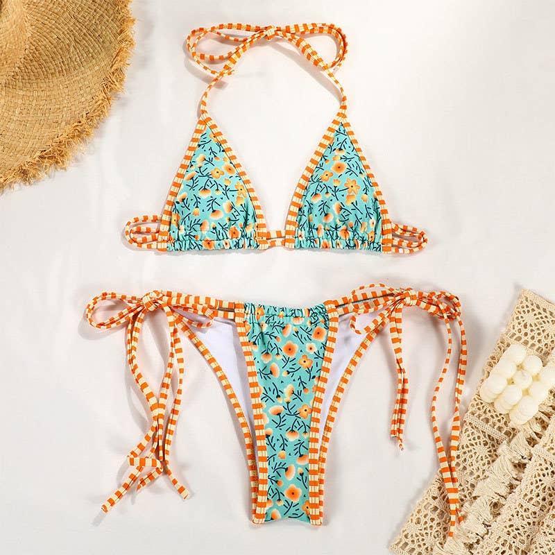 2 Piece Flower Print Bikini Swimsuit Set MK20013