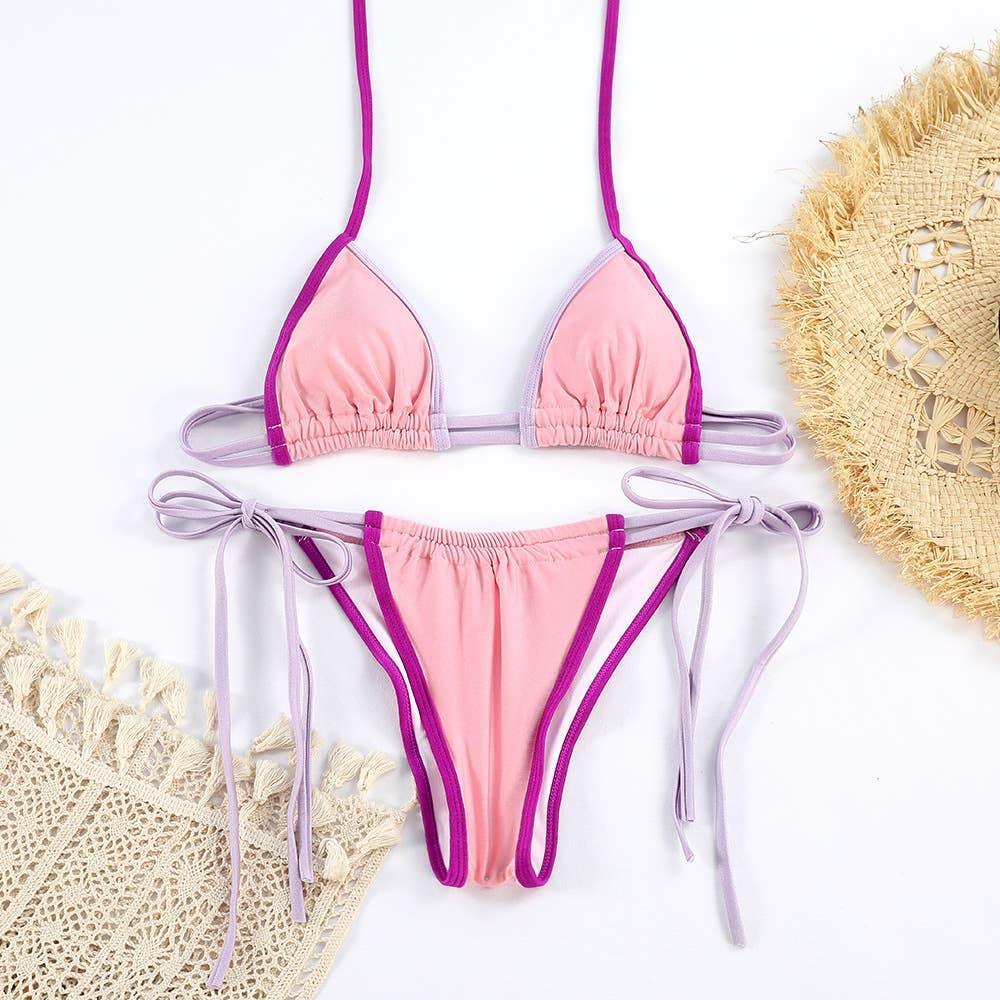 2 Piece Flower Print Bikini Swimsuit Set