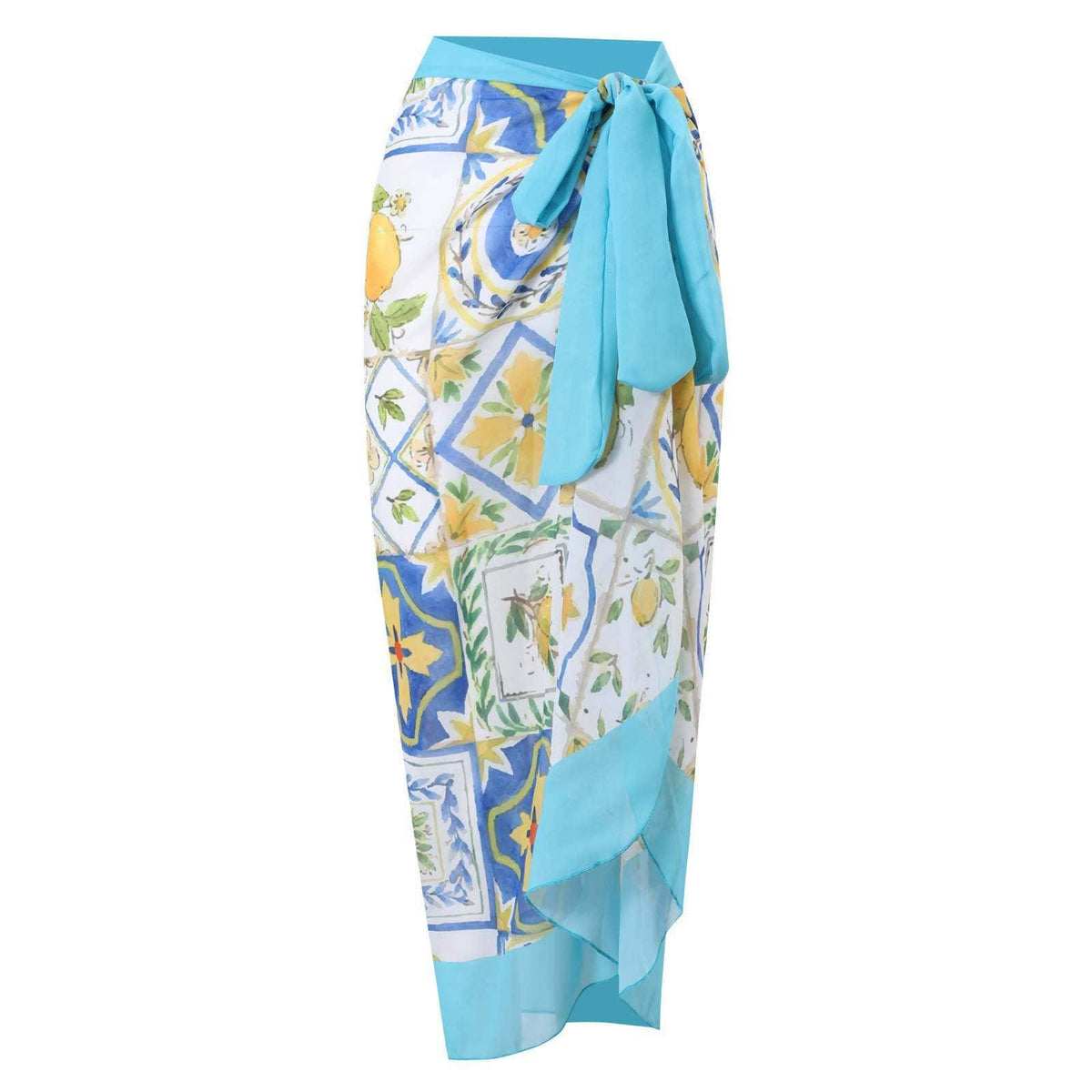 2 Piece Mix Pattern Print One Piece Swimwear with Cover Up