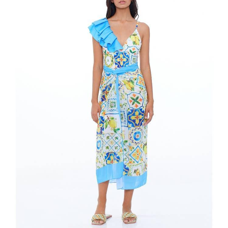 2 Piece Mix Pattern Print One Piece Swimwear with Cover Up