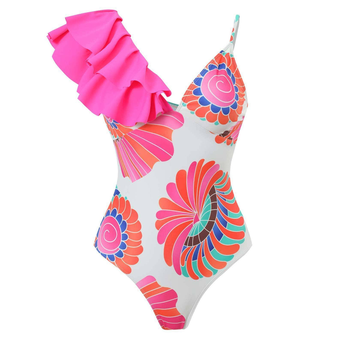 2 Piece Mix Pattern Print One Piece Swimwear with Cover Up