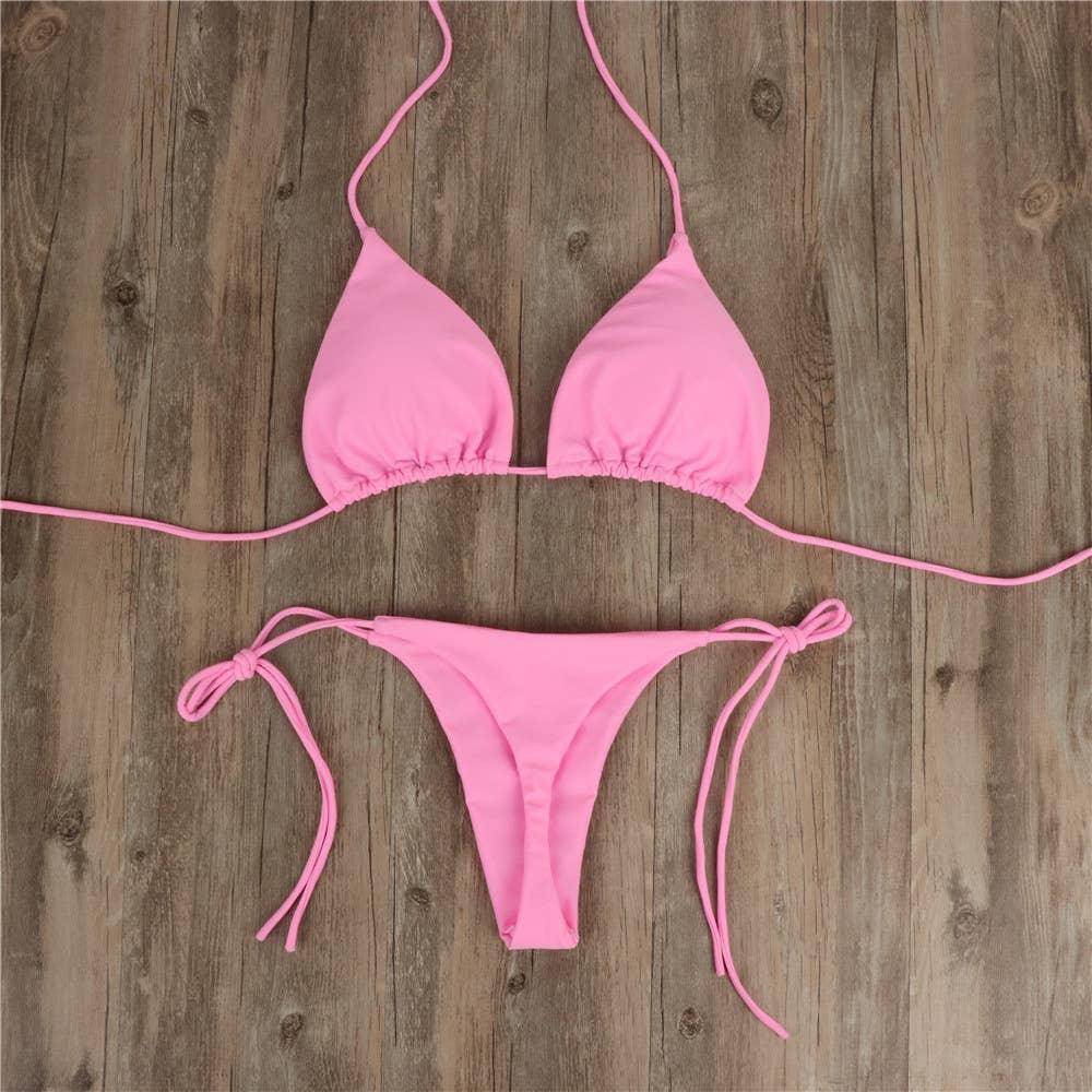 2-Piece Solid Color Bikini Swimsuit 1295