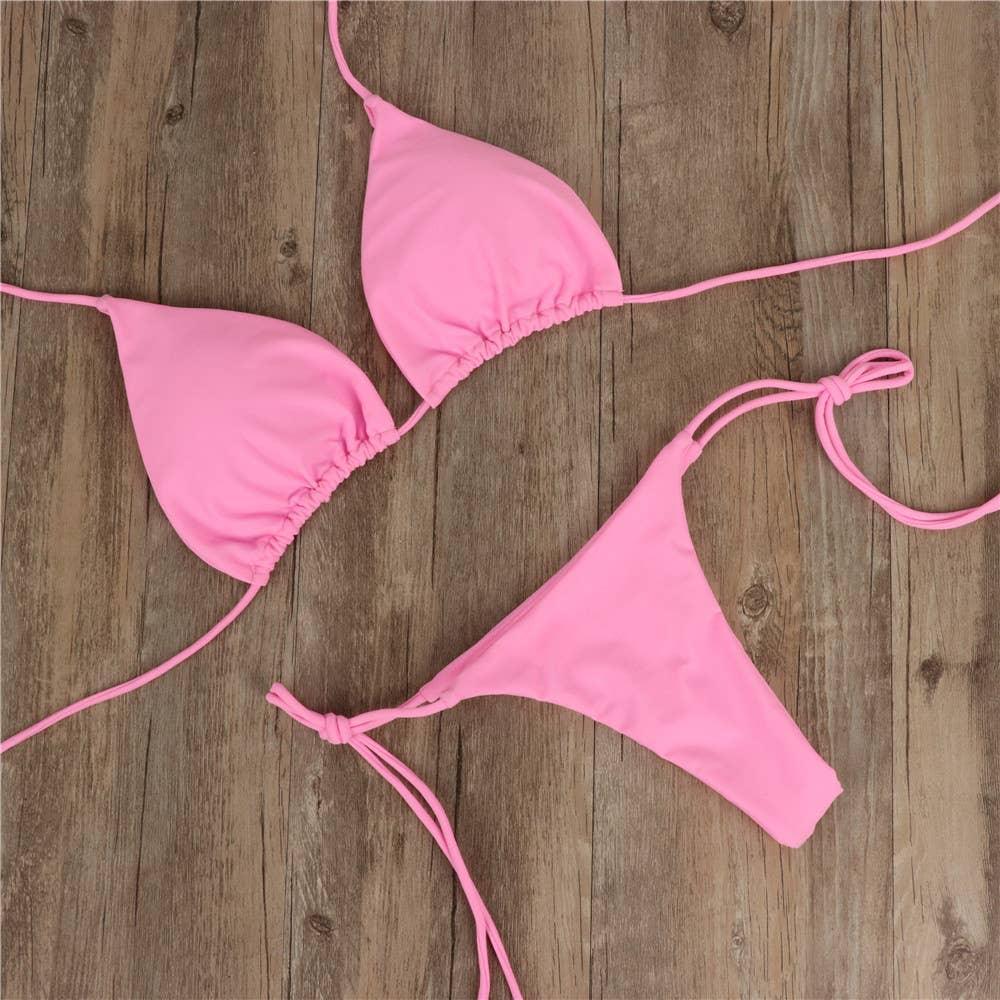 2-Piece Solid Color Bikini Swimsuit 1295