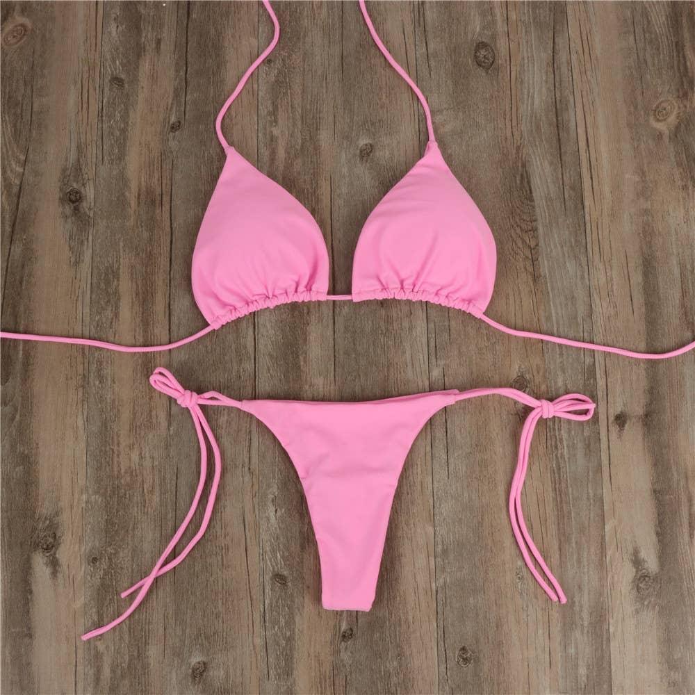 2-Piece Solid Color Bikini Swimsuit 1295