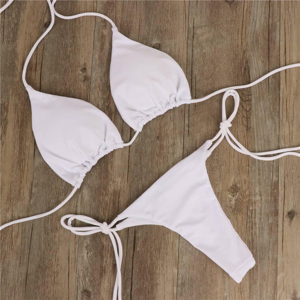 2-Piece Solid Color Bikini Swimsuit 1295
